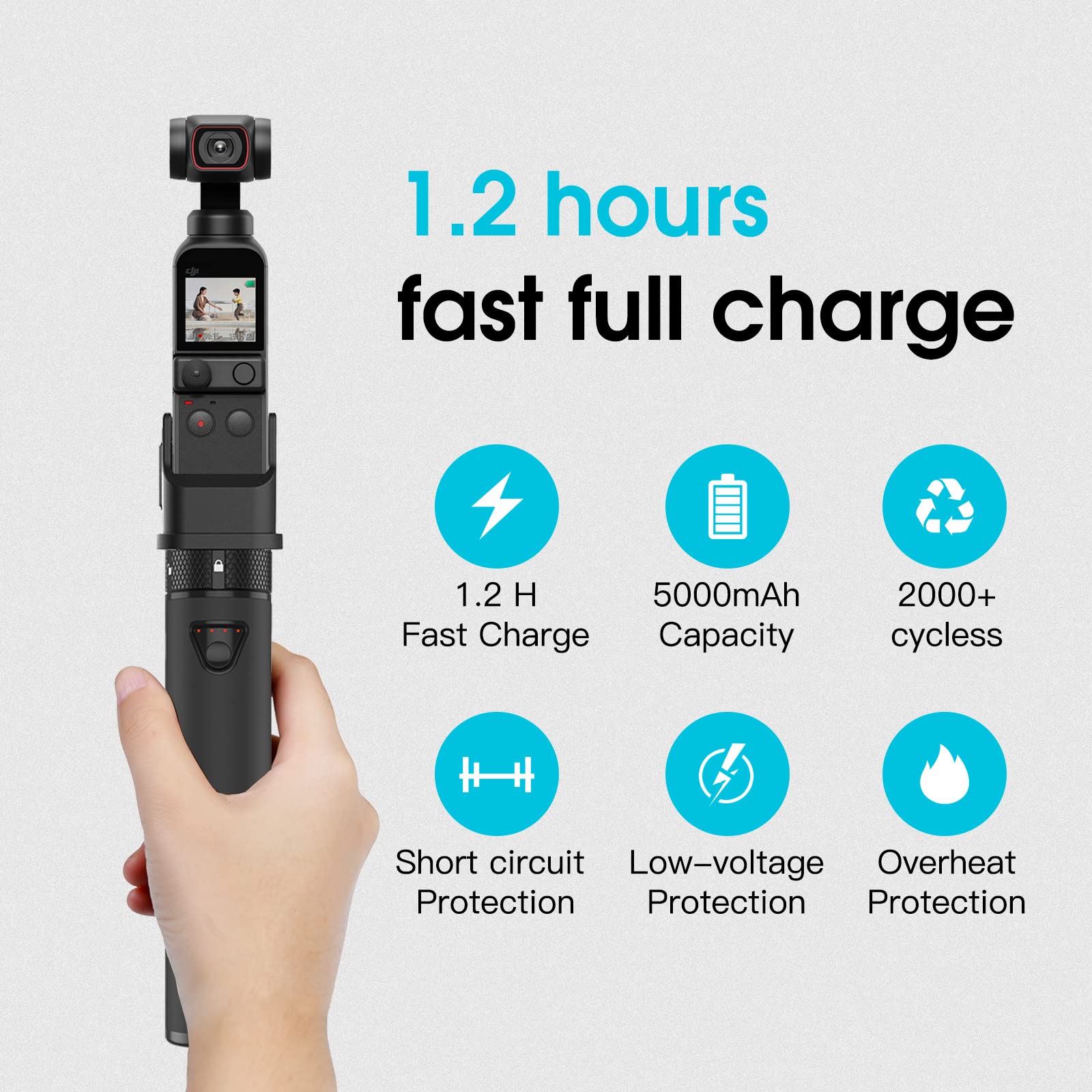 Smatree Charging Stick for DJI OSMO Pocket 2, 5000mah Power Charger Compatible with DJI Osmo Pock 2/1, Power Bank with Phone Holder Pocket Mount Set and Tripod Upgrade Version