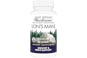Host Defense Mushrooms Lion's Mane - Supplement Capsules for Brain Health Support - Mushroom Support for Focus & Memory Function - Immune & Nervous System Supplement - 60 Capsules (30 Servings)*
