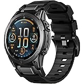 Bandletic Compatible with Garmin Instinct Watch Bands - Stainless Steel Silicone Rugged Strap Quick Fit 22mm Watch Band for Fenix E/8/7/6/5/Forerunner 965/955/945/935/745/Epix 2/Approach S70/S62/S60