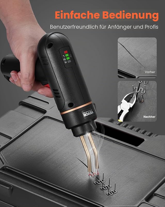 Kunststoff Schweißgerät, 120 W Schweißpistole mit 400 Stk. 4 Arten Heißklammern, Kunststoff Reparatur Set für Kunststoff-Autostoßstangen für Kajaks, Spielzeuge, Reparatur von Kunststoffrissen