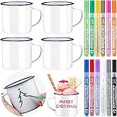Newtay 16 Pcs Graduation DIY Mug Painted Mug Kit Personalized Coffee Mugs You Can Decorate Coffee Decorating Kit Graduation Your Own Christmas Father's Day Crafts for Kid Craft Drinking