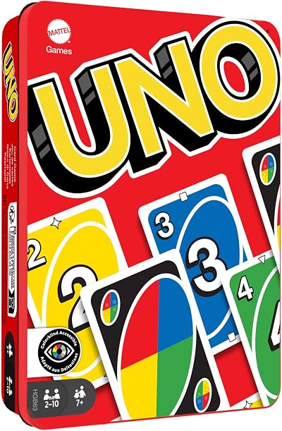 Mattel UNO Card Game with Collectible Storage Tin 112 Cards 7+ Kids Family