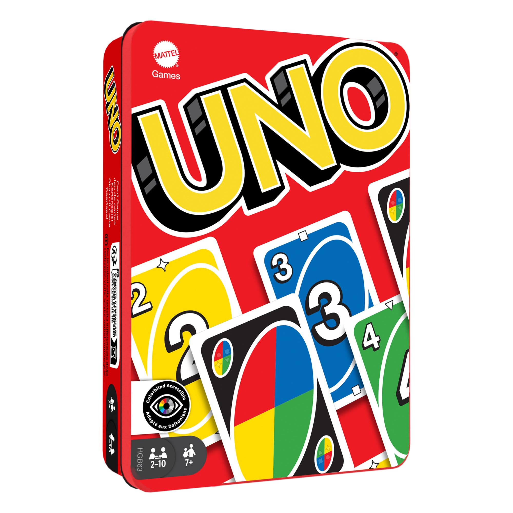 UNO Card Game with Collectible Storage Tin, Card Games for Kids, Adults, Families, Travel Game, 112 Cards and Instructions, Gift for 7 Year Olds and Up, HGB63