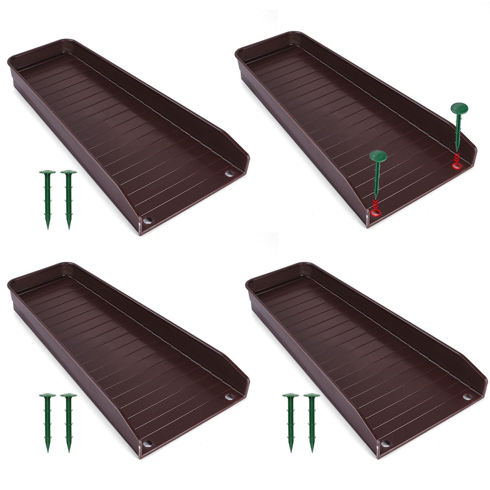 Photo 1 of 4 Pack Gutter Downspout Extensions,Rain Gutter Downspout Splash Block,Downspout Diverter,Down Spout Drain Extension,Gutter Splash Prevention Device for Cement Floor Lawn Ground (Brown)