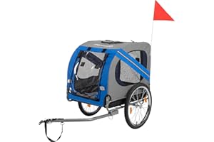 PEXMOR Dog Bike Trailer - Folding Pet Cart w/Universal Hitch, Cargo Carrier for Dog & Quick Release 20" Wheels & 3 Entrances