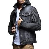 Leif Nelson LN5240 Men's Denim Jacket with Knitted Sleeves