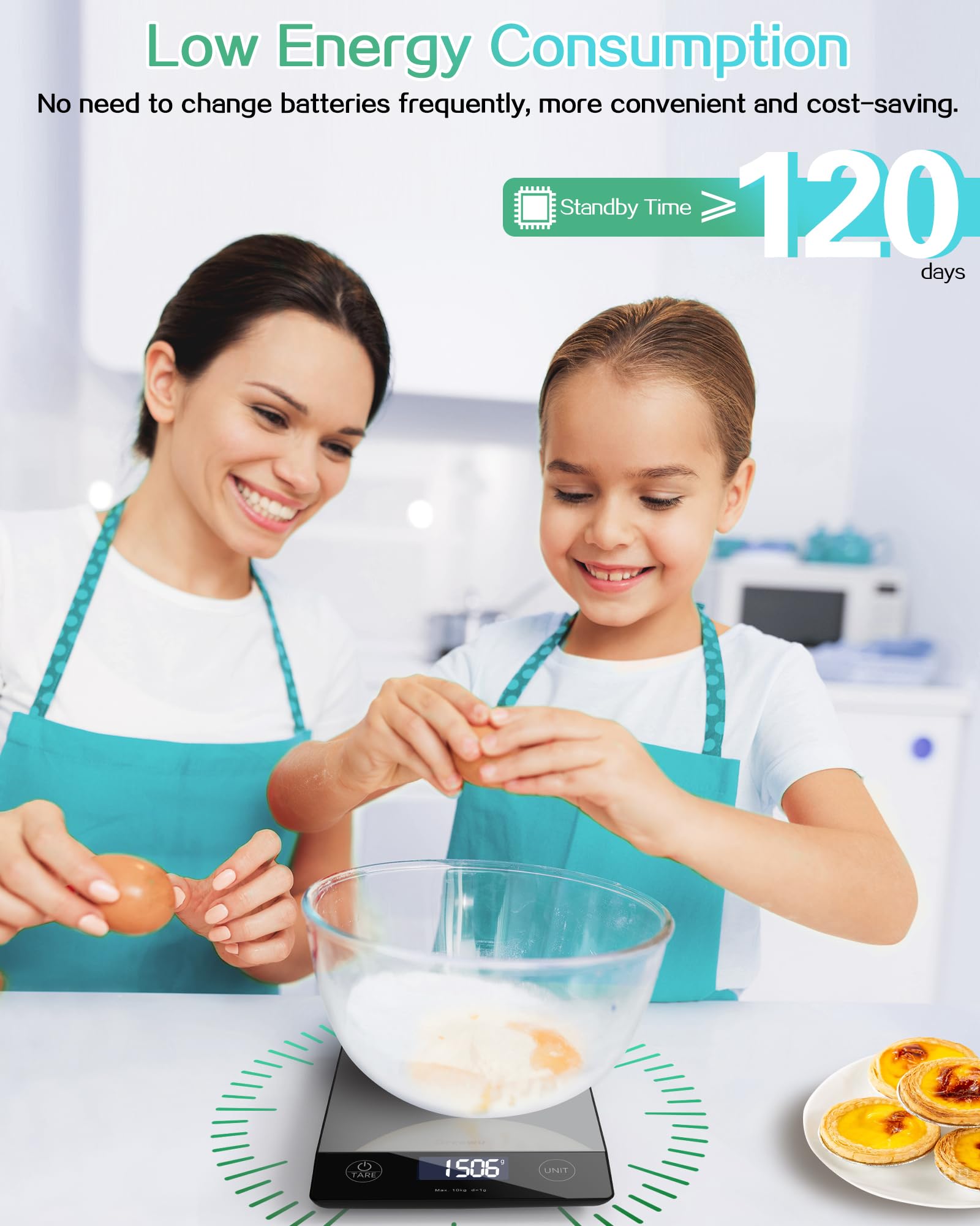 Drcowu Küchenwaage Digitale 10 kg, Waage küche Digital mit LCD-Anzeige, Multifunktions-Lebensmittelwaage, Hohe Präzision auf bis zu 1g, Tara-Funktion, 6 Einheiten, zum Kochen Backen 7