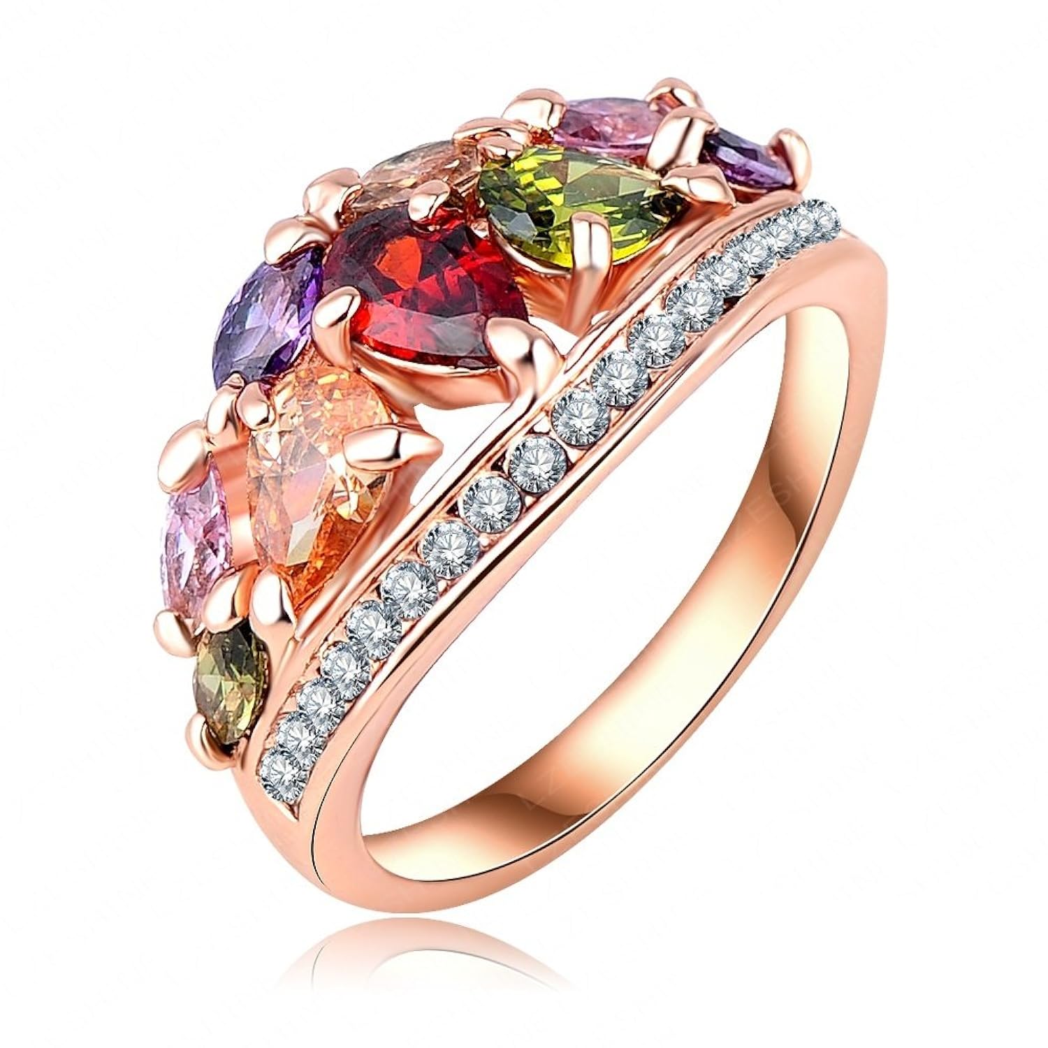 AnaZoz Joyería de Moda Multi Color Anillos de Dedo Genuino SWA Elements