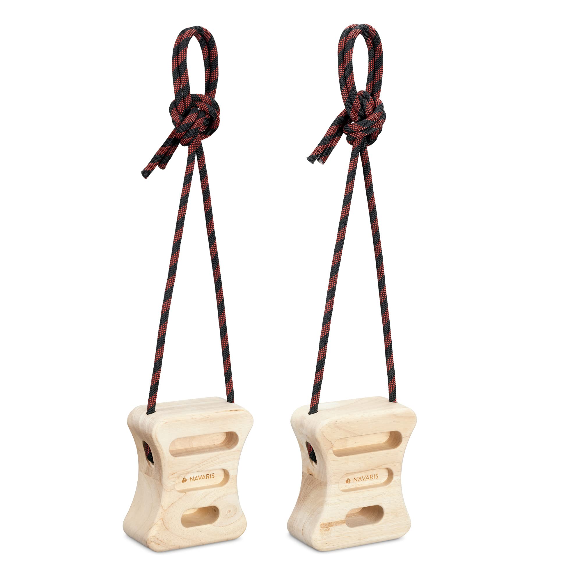 Navaris Rock Climbing Fingerboards - Set of 2x Wooden Hangboard Fingerboard Hanging Block for Training Fingers, Rock Climbers - Bouldering Hang Blocks