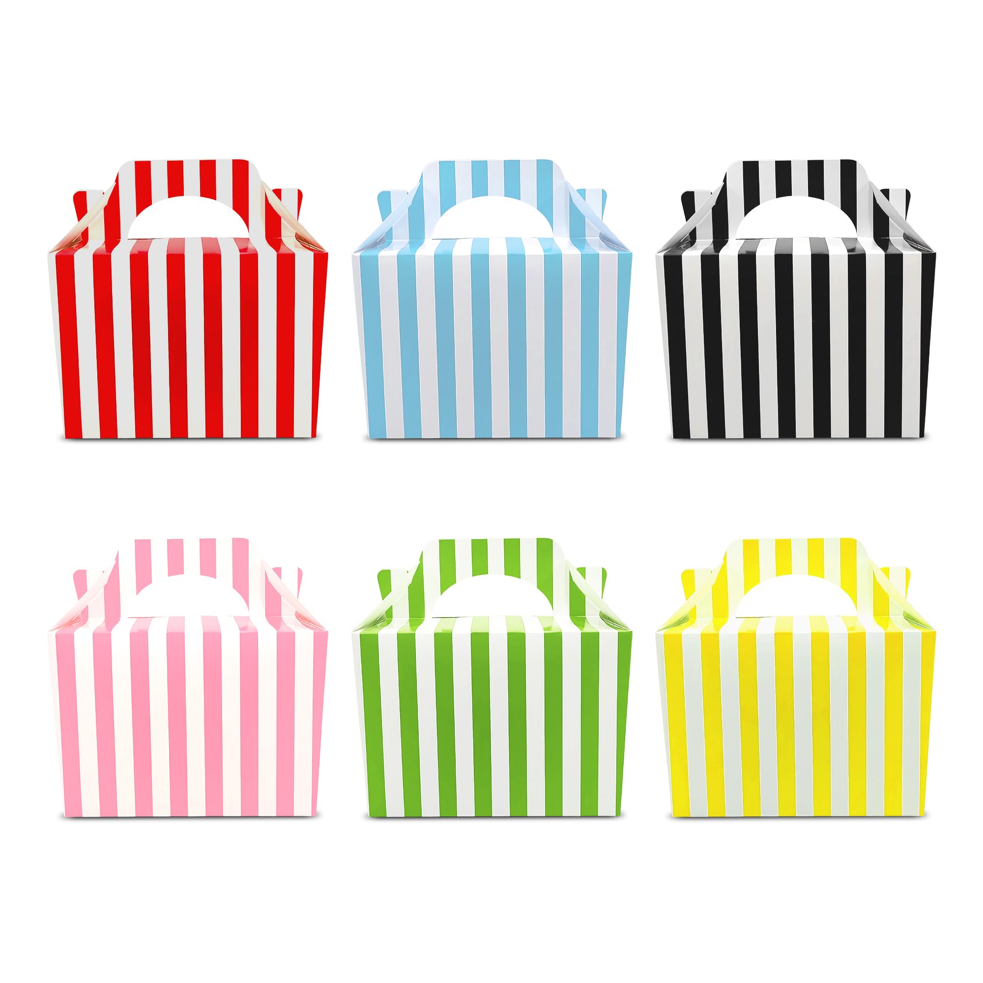 Lotus 20-Pack Stripe Design Children/Kids Party Boxes-Carry Food,Meal Fun Picnic,Birthday Celebration,Wedding Favour,Party Box Loot Bag Assortment(Mixed Colors) for Memorable & Joyful Festive Events