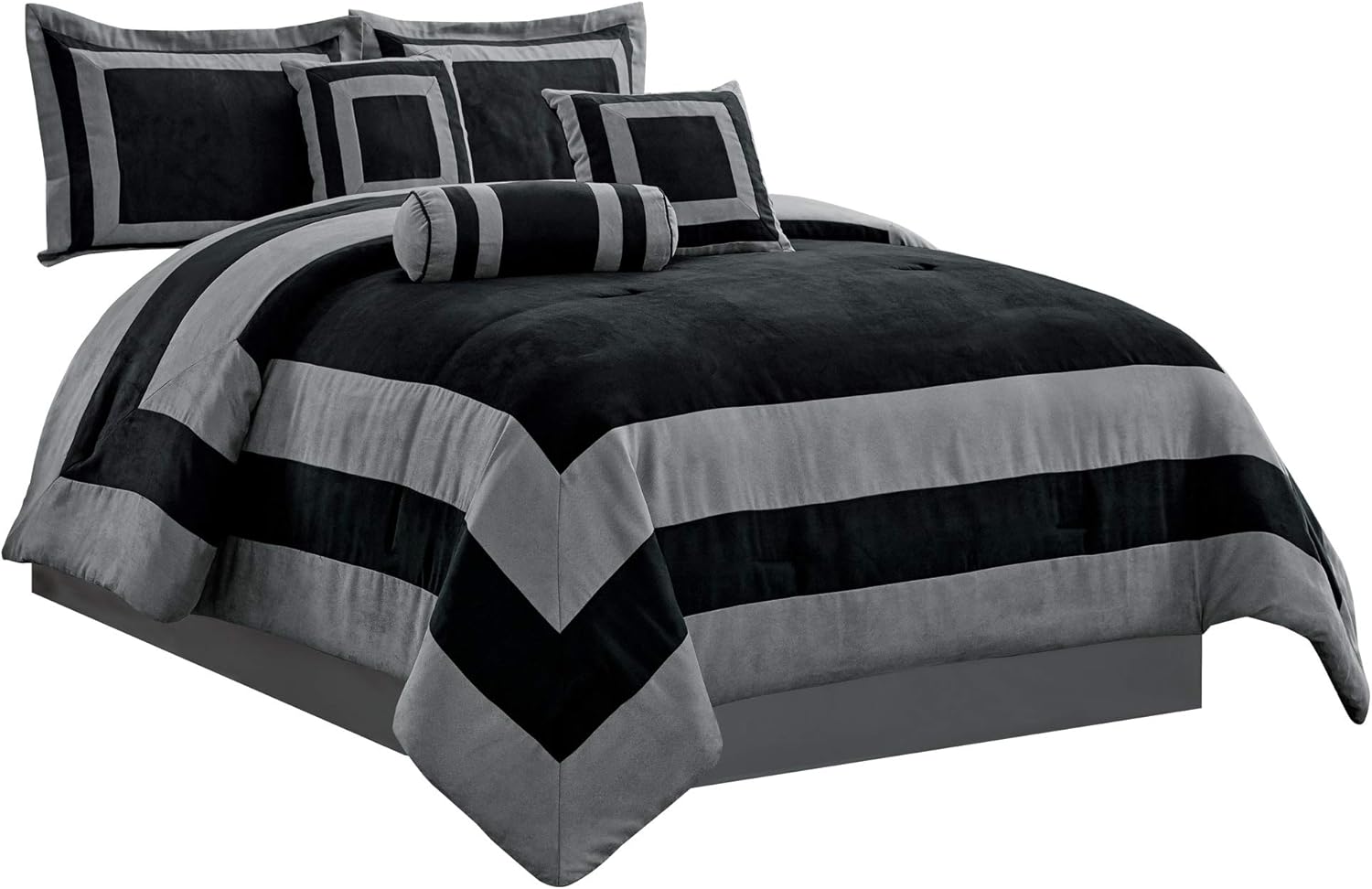 Grandlinen 12 Accent Pillows Comforter Set Piece Navy Blue Sheets Grey Black Floral Bed In A Bag California Cal King Size Bedding Comforter Sets