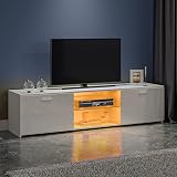 Panana TV Unit Stand Cabinet 2 Doors LED RGB Lights 75 Inch Black view 4