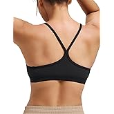Yvette Spaghetti Mesh Back U Neck Yoga Sports Bras with Removable Cups Light Support Wireless Cropped Tank Top