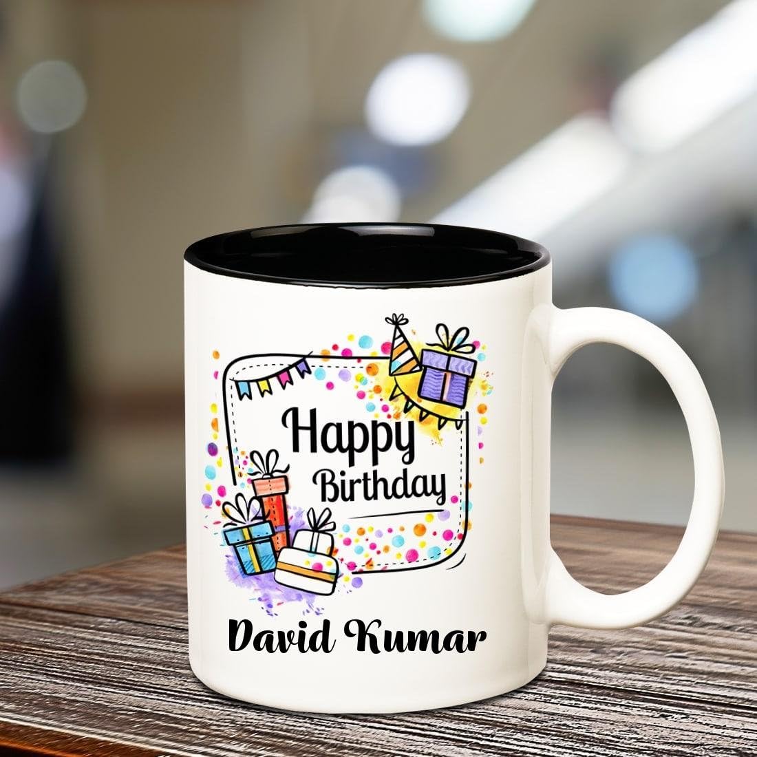 Huppme Happy Birthday David Kumar Inner Black Coffee Name Mug