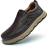 LUODENGLANG Mens Slip On Casual Loafers Classic Outdoor Leather Walking Hiking Dress for Work Office Shoes Comfortable