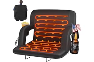 HOPERAN Heated Stadium Seats for Bleachers with Back Support and Wide Cushion, Extra Portable Bleacher Seat Foldable Stadium Chair, USB 3 Levels of Heat, 5 Pockets for Outdoor Camping Games Sports