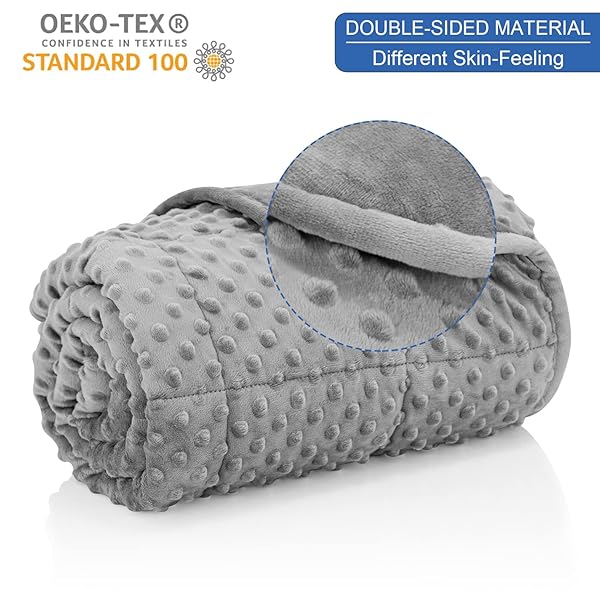 HULOO SLEEP WEIGHTED BLANKET TWIN 15LBS FOR ADULT(48″×78″,GRAY) BREATHABLE SOFT MINKY WEIGHTED THROW BLANKET FOR ALL SEASON,HEAVY BLANKET WITH PREMIUM GLASS BEADS