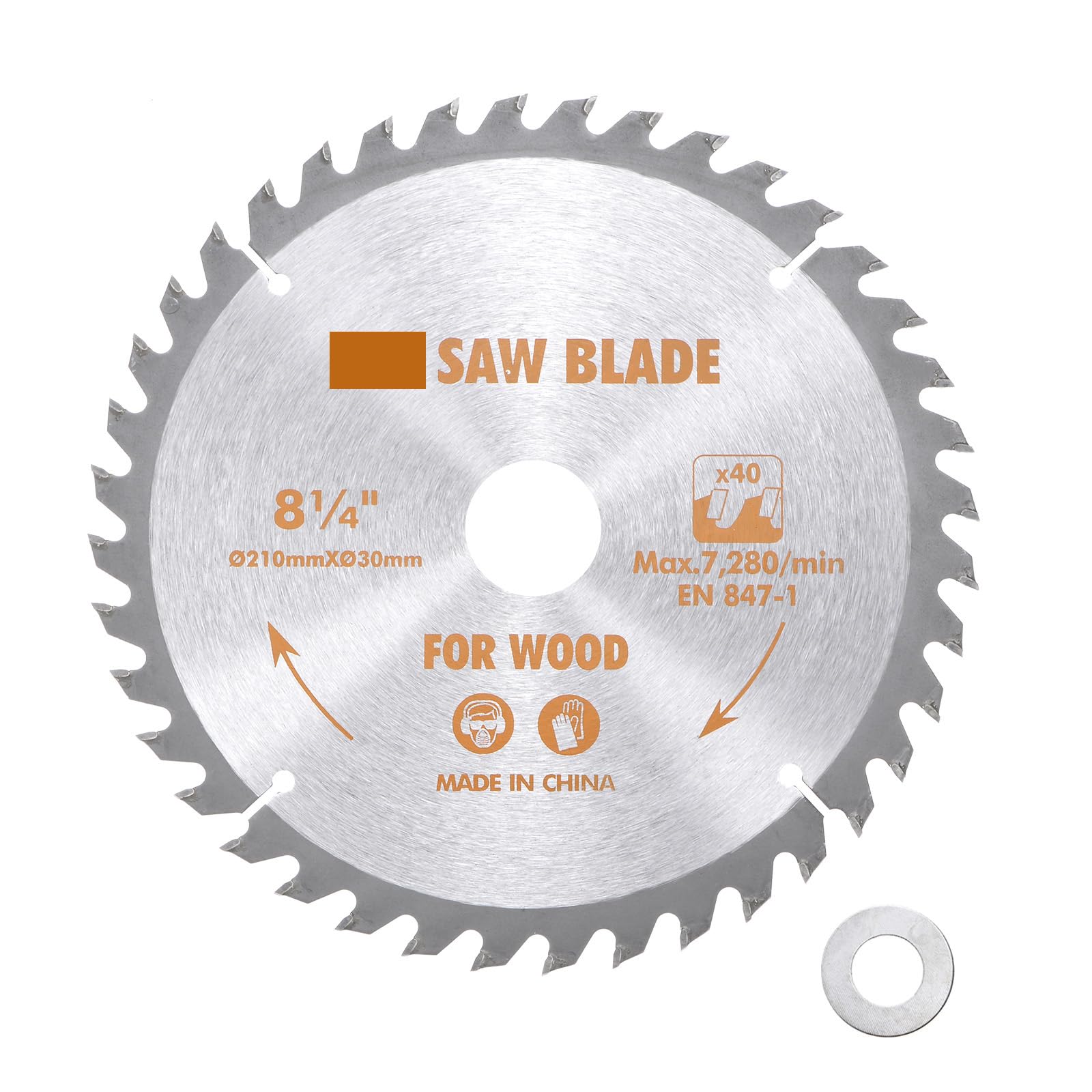 Kozelo Circular Saw Blade - [8-1/4-inch x 40 Teeth x 1.2-inch Arbor] Circular Cutting Blade with 1.2" to 5/8" Washer Adapter for Soft Metal Woodworking Plastic Use, 0.1-inch Kerf
