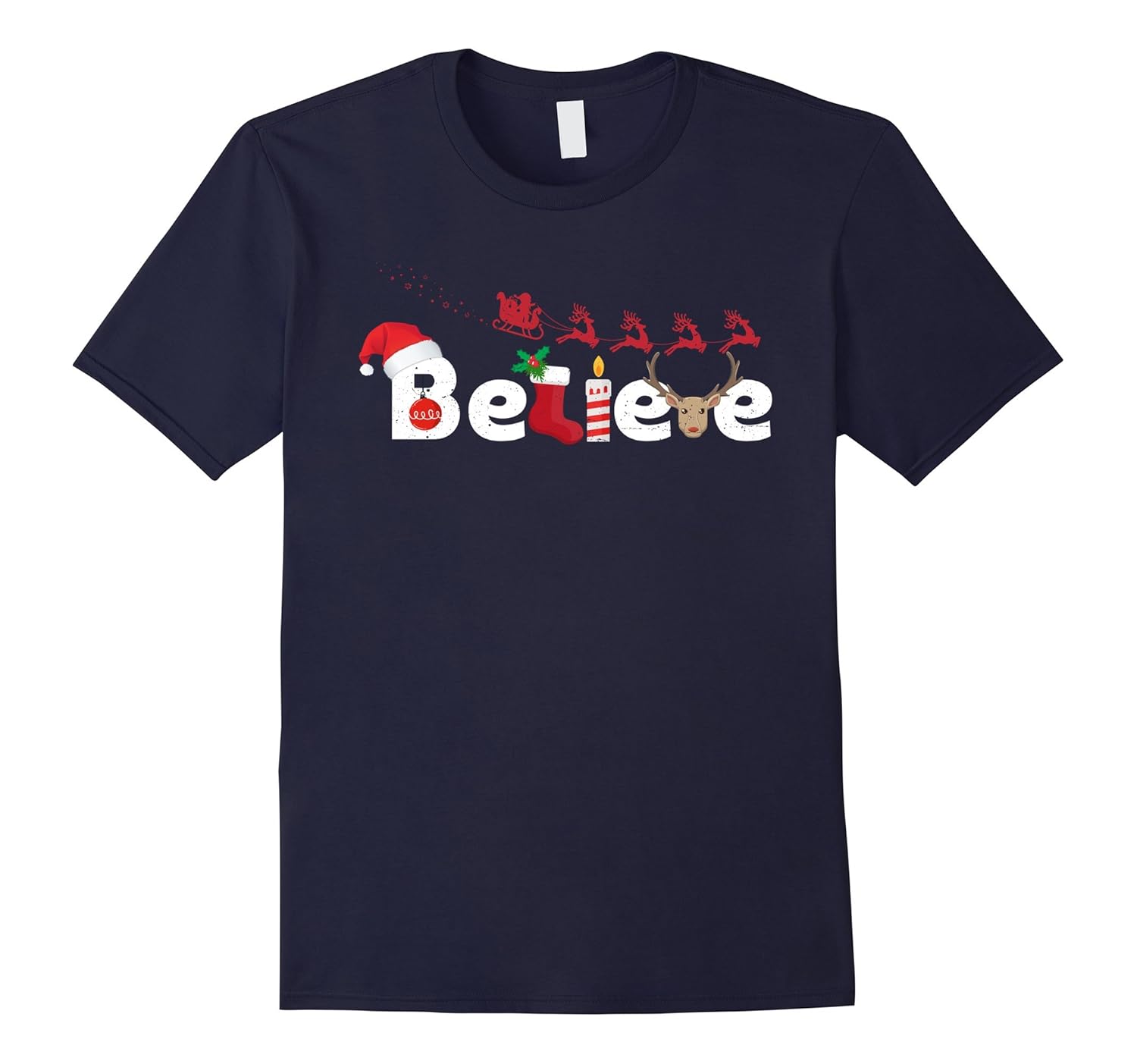 Belive in Santa Claus Christmax Xmas T-shirt for Holidays-Rose