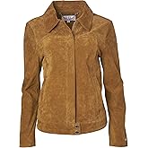 Nicole Miller Women's Genuine Leather Jacket With Zip-Front and Turn-Down Collar in Perforated Suede or Leather Sizes S–XL