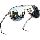 FEISEDY Polarized Sunglasses Men Mirrored One Piece Lens Shades Women Reflective UV Protection Sun Glasses B0277