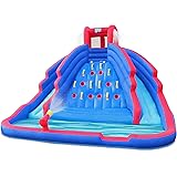 SUNNY & FUN Ultra Climber Inflatable Water Slide Park – Heavy-Duty for Outdoor Fun - Climbing Wall, Two Slides & Splash Pool 