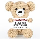 WELLBANEE Mothers Mom Day Gifts for Grandma, Bear Birthday Gifts for Grandma from Granddaughter Grandson Grandkids, Nana Gigi, I Love You Handmade Emotional Positive Crochet Bear Decor