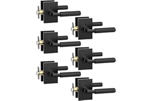 Asidrama 6 Pack Black Privacy Door Handles, Door Lever with Door Knobs Indoor for Bedroom or Bathroom, Heavy Duty Door Handle