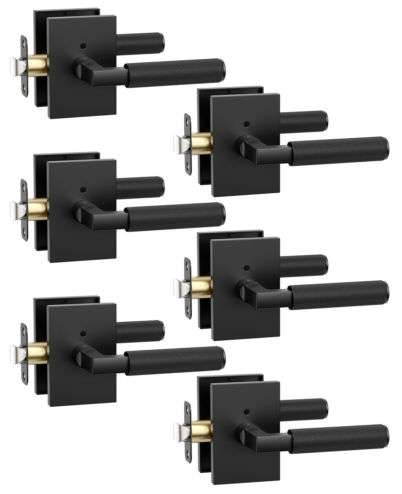 Photo 1 of Asidrama 6 Pack Black Privacy Door Handles, Door Lever with Door Knobs Indoor for Bedroom or Bathroom, Heavy Duty Door Handles Interior with Locks for Left Right Sided Doors
