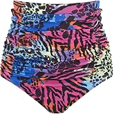 RELLECIGA Women's High Waisted Bikini Bottoms Tummy Control Swimsuit Bottom | Ruched,Full Coverage,Full Lining,Low Cut,Retro,Extra High Waisted,Support, Beach,Swimming
