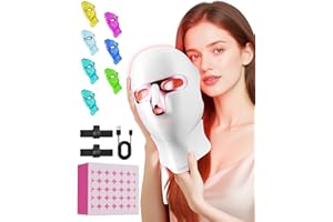 FOLOKE Red Light Therapy Mask for Face & Neck, LED Face Light Therapy,USB C Rechargeable,Infrared Mask for Home Working Travel Yoga (purple pink)