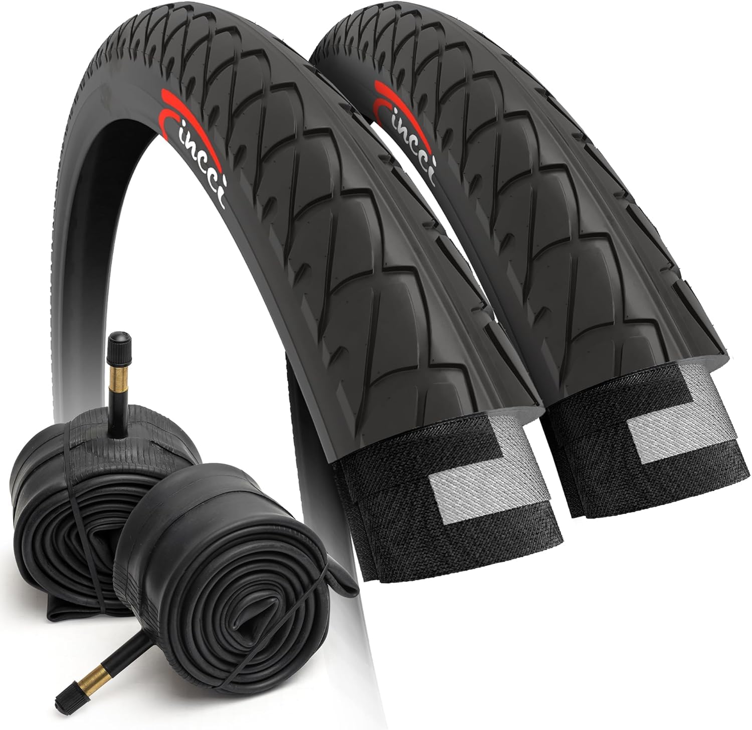Photo 1 of Fincci Pair 26 inch Bike Tires - Foldable Slick 26 x 1.95 Bike Tires for Mountain Bike MTB Road Hybrid Bicycle 50-559, 30 TPI - Pack of 2 Tires Leno (Foldable with Schrader Valve)