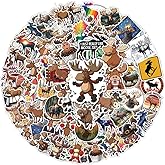 64pcs The Moose Stickers - Moose Sticker Waterproof Decals for Water Bottles Laptop Luggage Computer Scrapbooking Teens Adults Girls Kids Funny Party Birthday Decorations