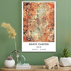 North Canton Map Poster, Ohio Map Art Poster, Map