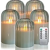 Homemory Decorative Flameless Candles, Battery Operated Candles With Remote & Timer, Flickering Led Pillar Candles, Plexiglass, Grey, Pack Of 9, D2.2 XH 5" 6" 7 - View #8