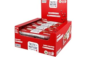 Taste of Nature Organic Cranberry Snack Bar - Healthy, Gluten Free, Non GMO, Vegan Snack Bars with Mixed Nuts, Fruits and See