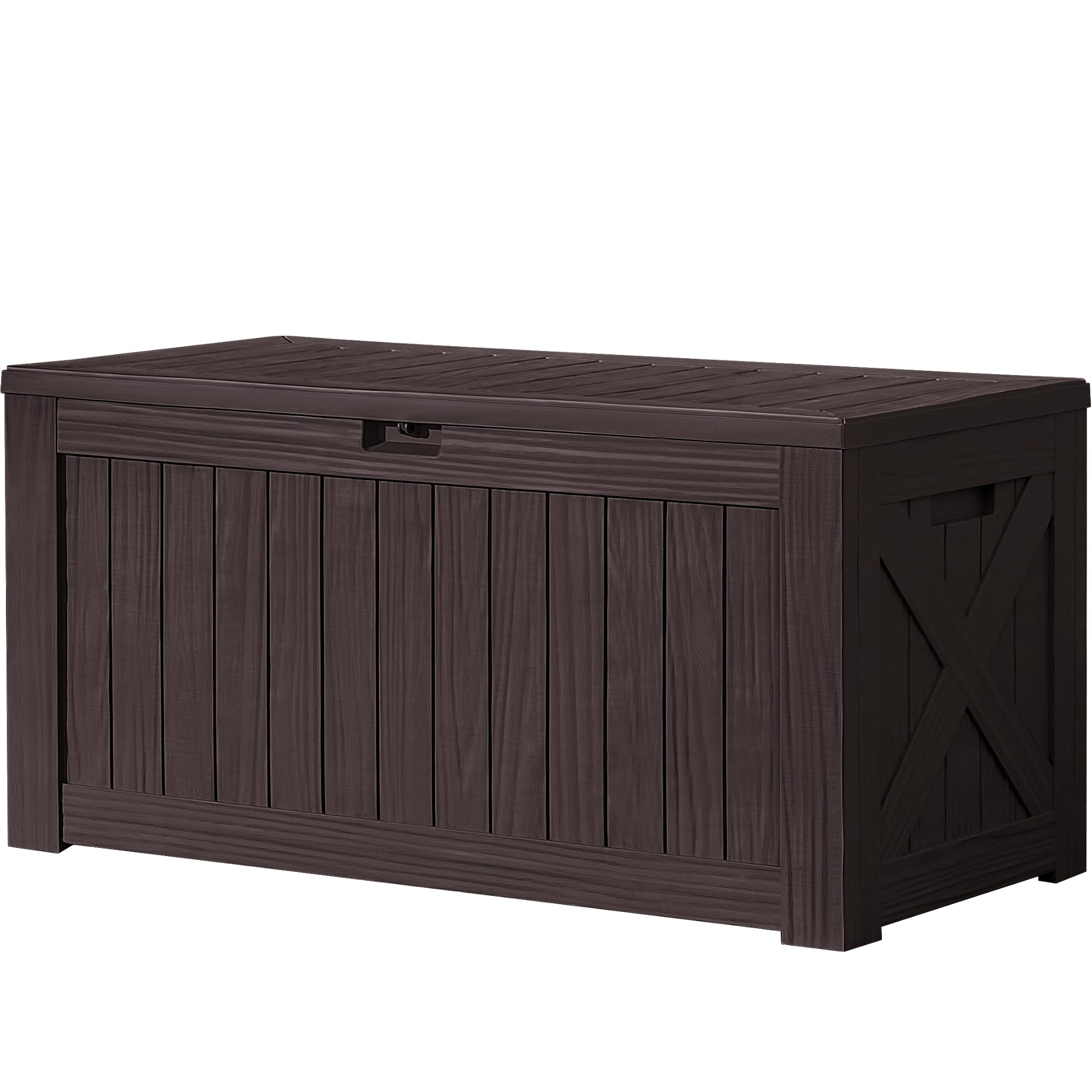 Photo 1 of ***CRACK IN PLASTIC SIDE**YITAHOME 120 Gallon Outdoor Storage Deck Box, Large Resin Patio Storage for Outdoor Pillows, Garden Tools and Pool Supplies, Waterproof, Lockable (Brown)