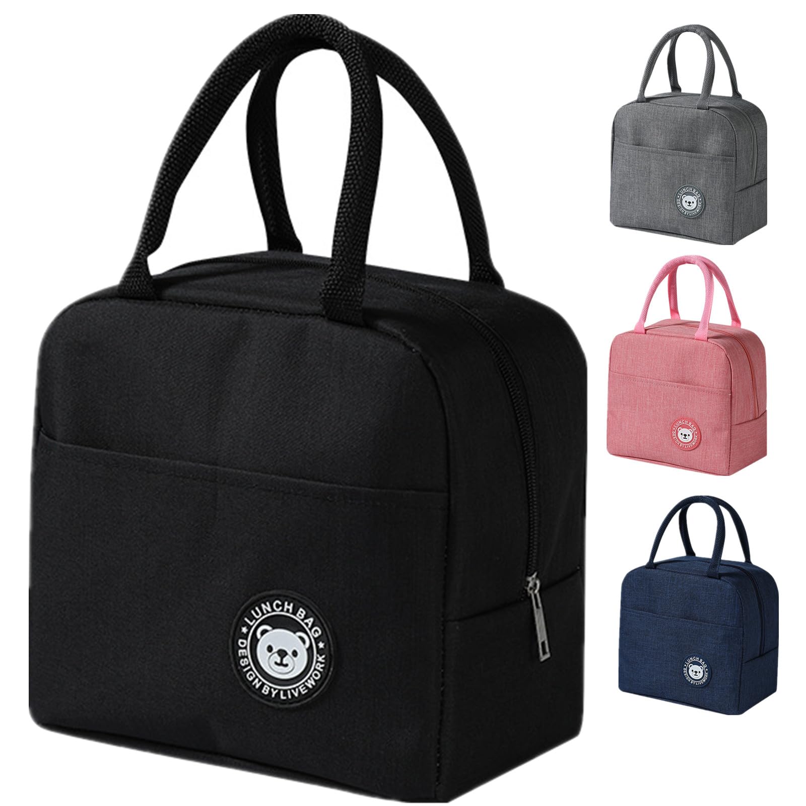 WUWYOUWL Lunch Bag,Cute Carton Insulated Lunch Box,Reusable Lunch Cooler Bags,Waterproof Lunchbag, Foldable Lunch Bag for Women, Men, Kids and Students Travel Picnic School (Black) — image 1