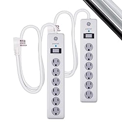 GE 6-Outlet Surge Protector, 2 Pack, 4 Ft Extension