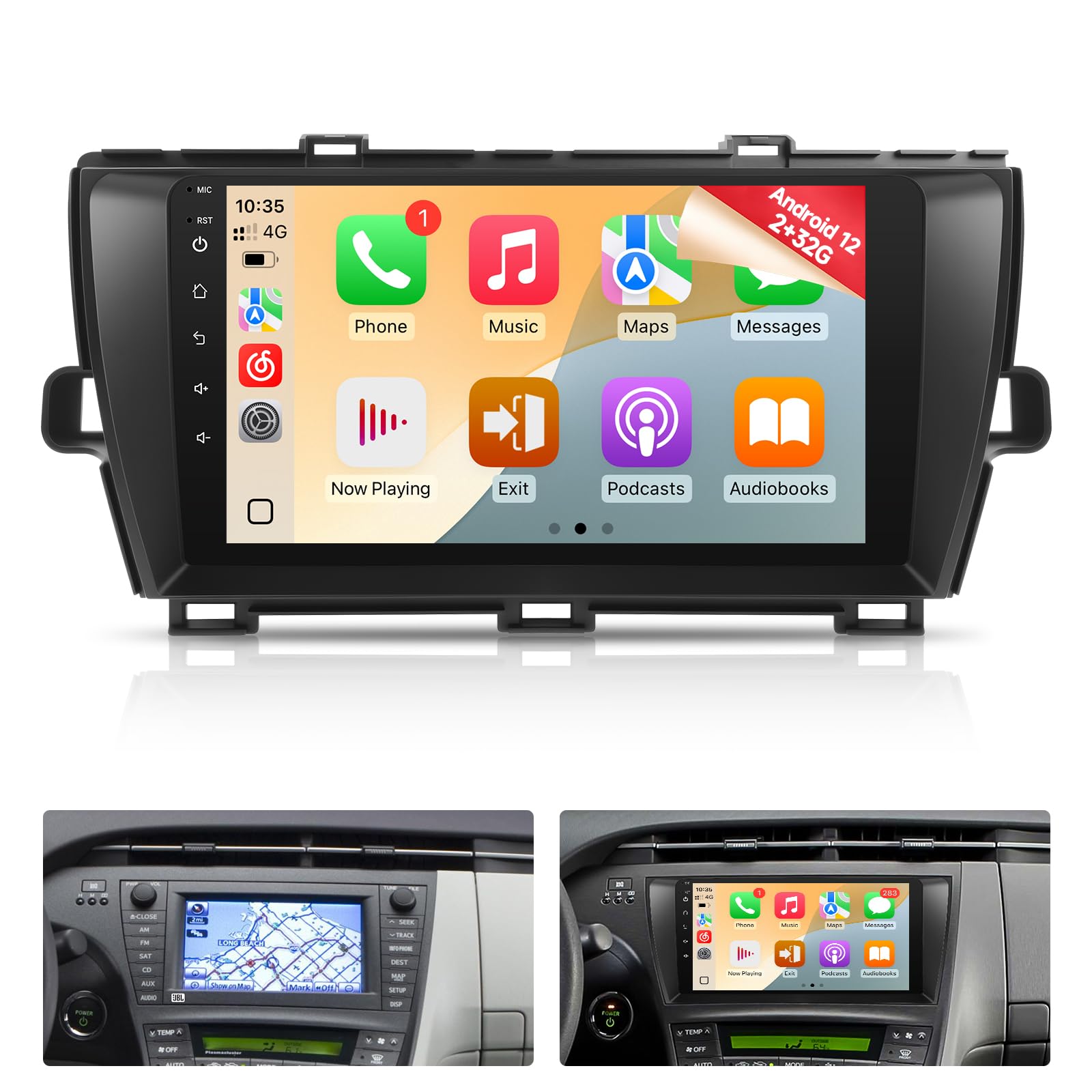 Photo 1 of Naifay 8Core Android12 Car Radio for Toyota Prius 2010-2015, 9" IPS Touchscreen for Prius Stereo with Carplay Android Auto/Bluetooth/Wi-Fi/FM/GPS/SWC/Canbus(Fit Big Screen with J.B.L Logo on Left)
