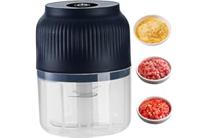 Garlic Chopper, Electric Garlic Chopper, 4-Leaf Blade Portable Mini Food Grinder with Container and Lid for Ginger, Chili, Ve