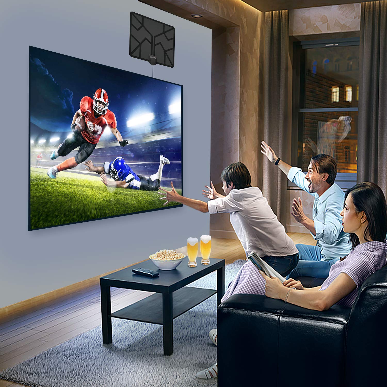 2019 Newest 50 Miles Range HDTV Antenna, TV Antenna Indoor Amplified Digital HD Antenna Free Channels with 4K 1080P High Definition Antenna Signal Booster, Long Coax Cable - High Reception