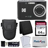 Kodak PIXPRO FZ45 Digital Camera Bundle with Black Point & Shoot Camera Case + Transcend 64GB SD Memory Card + Tri-fold Memory Card Wallet + Hi-Speed SD USB Card Reader + More (Black)