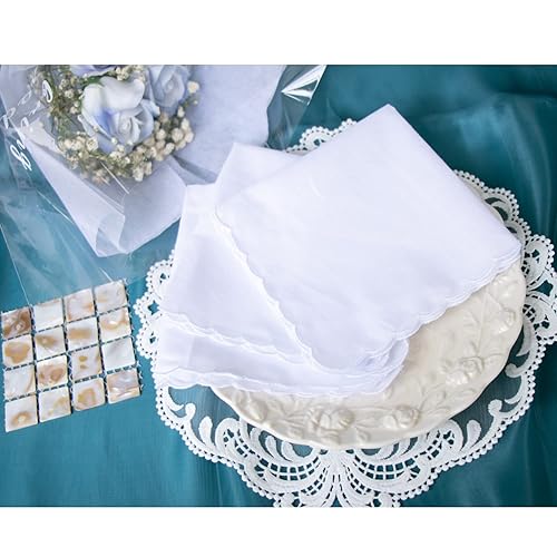 MemoryHanky Bulk Pack Handkerchiefs Cotton Scalloped Hankies
