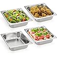 TOPZEA 4 Pack Hotel Pans Half Size, 2.5" Deep 1/2 Size Stainless Steel Steam Table Pan Buffet Catering Food Pan, Warmer Breading Tray Batter Pans for Hotel, Party Catering Supplies
