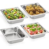 TOPZEA 4 Pack Hotel Pans Half Size, 2.5" Deep 1/2 Size Stainless Steel Steam Table Pan Buffet Catering Food Pan, Warmer Breading Tray Batter Pans for Hotel, Party Catering Supplies