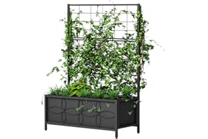 Zhongma Sturdy Raised Garden Bed with Trellis (15.75 x 35.43 x 48.8 in) for Vegetables Flower, Planter Box for Backyard Patio Balcony