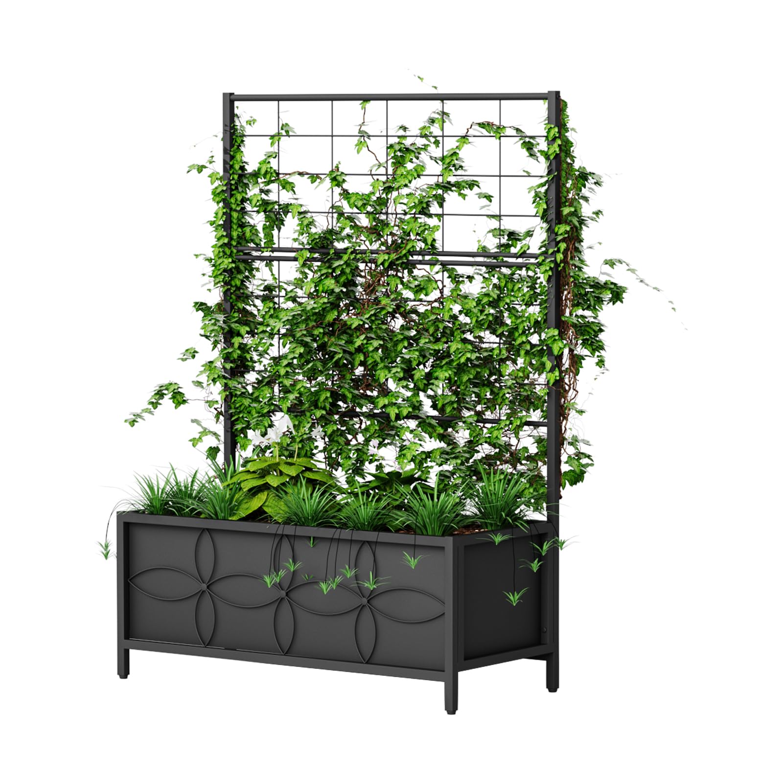 Photo 1 of Zhongma Sturdy Raised Garden Bed with Trellis (15.75 x 35.43 x 48.8 in) for Vegetables Flower, Planter Box for Backyard Patio Balcony