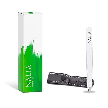 NALIA® Profi Pinzette mit Reiseetui – Einfach schonendere Haarentfernung! - Optimal für Augenbrauen Zupfen und Wimpernverläng