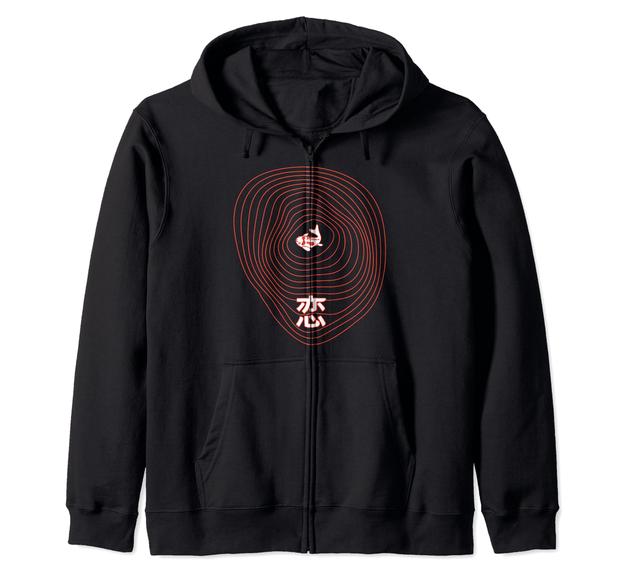 I love Koi Fish - The Love Fish in a Pond with Kanji Zip Hoodie